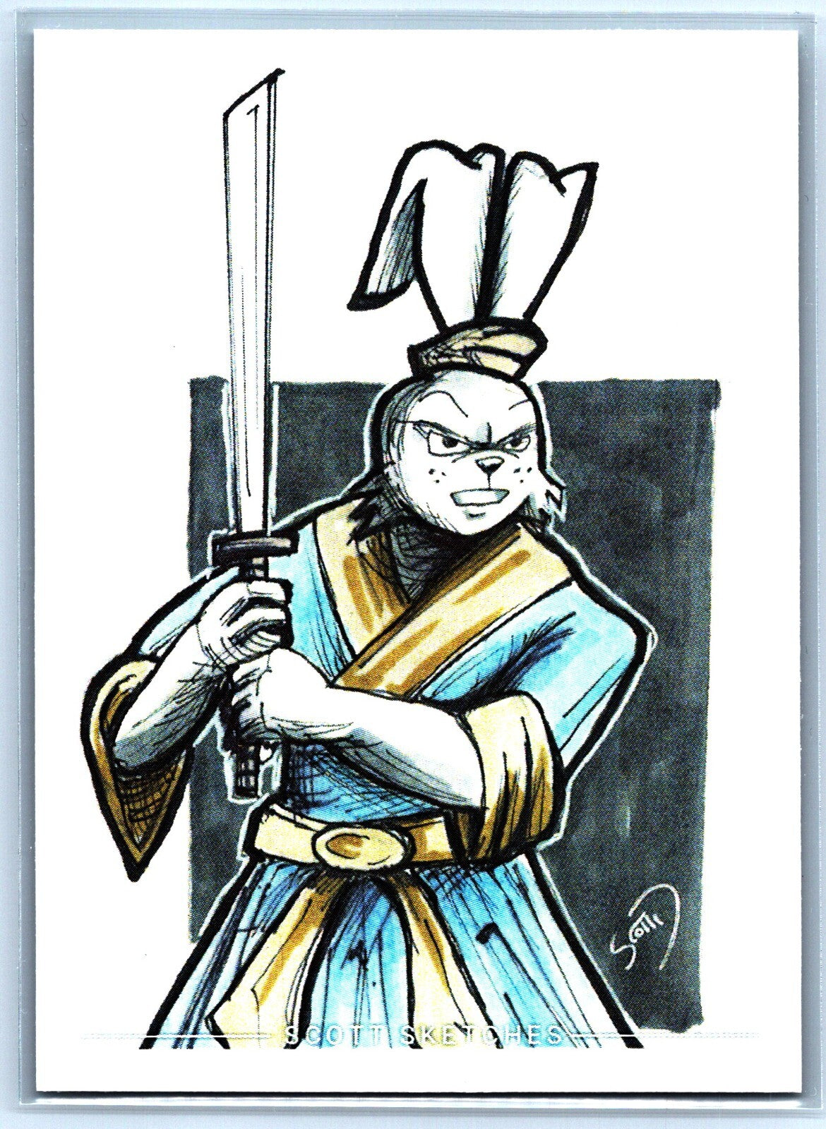 Miyamoto Usagi TMNT Sketch Card - Scott Sketches Trading Card Print Fan Art