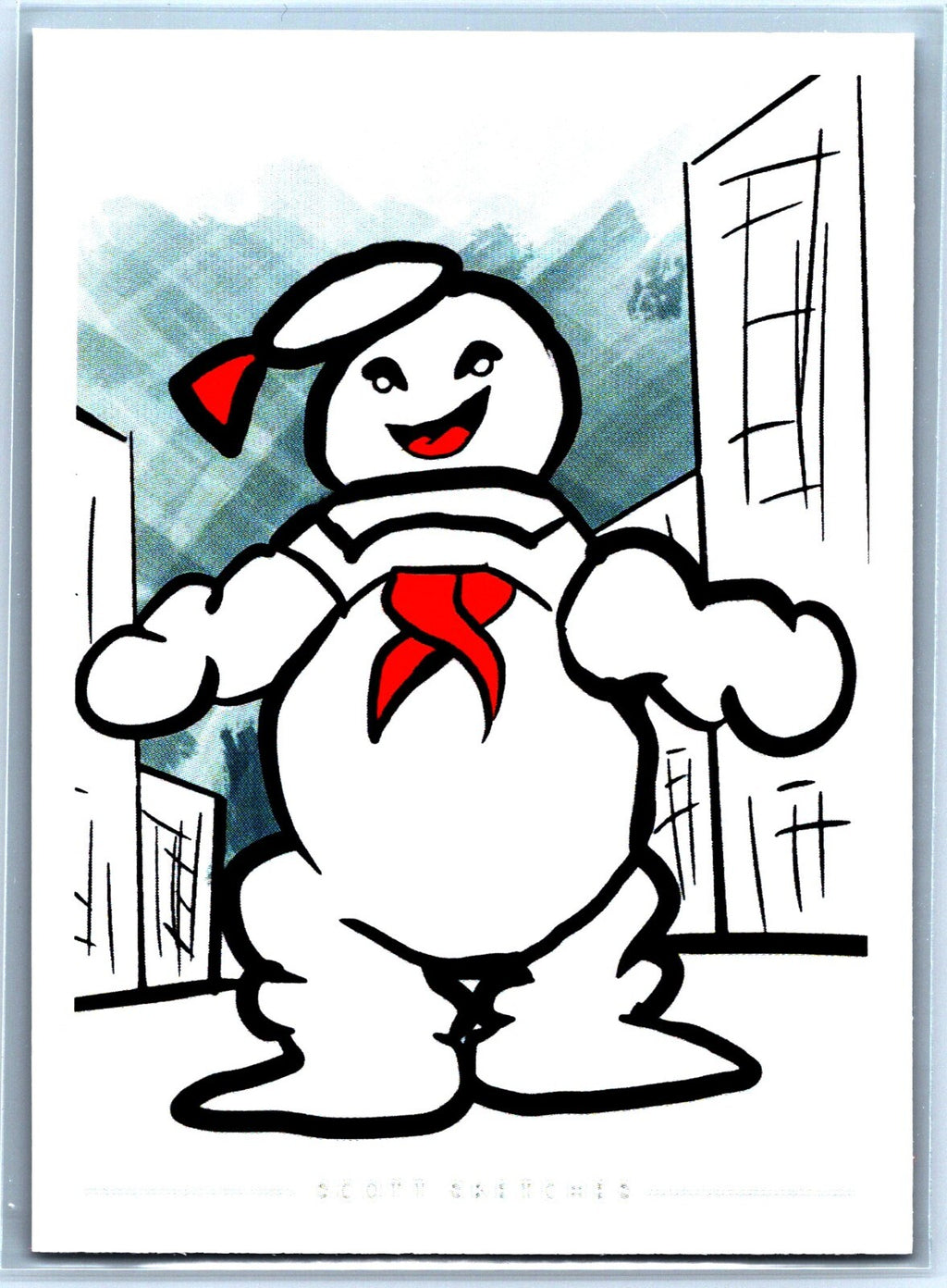 Marshmellow Man Ghostbusters - Scott Sketches Trading Card Print Fan Art