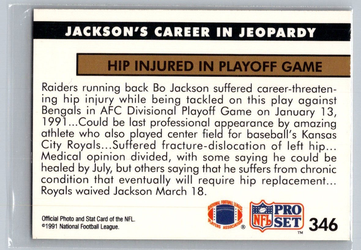 1991 Proset Football - Bo Jackson #346 - NFL Newsreel
