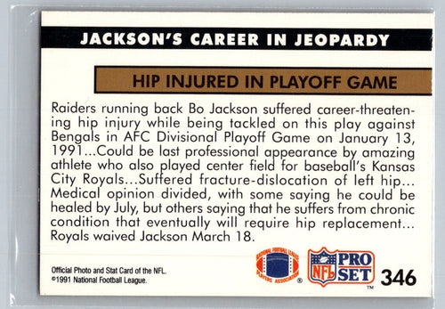 1991 Proset Football - Bo Jackson #346 - NFL Newsreel