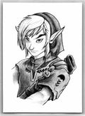 Link Zelda Pencil Sketch Card - Scott Sketches Trading Card Print Fan Art