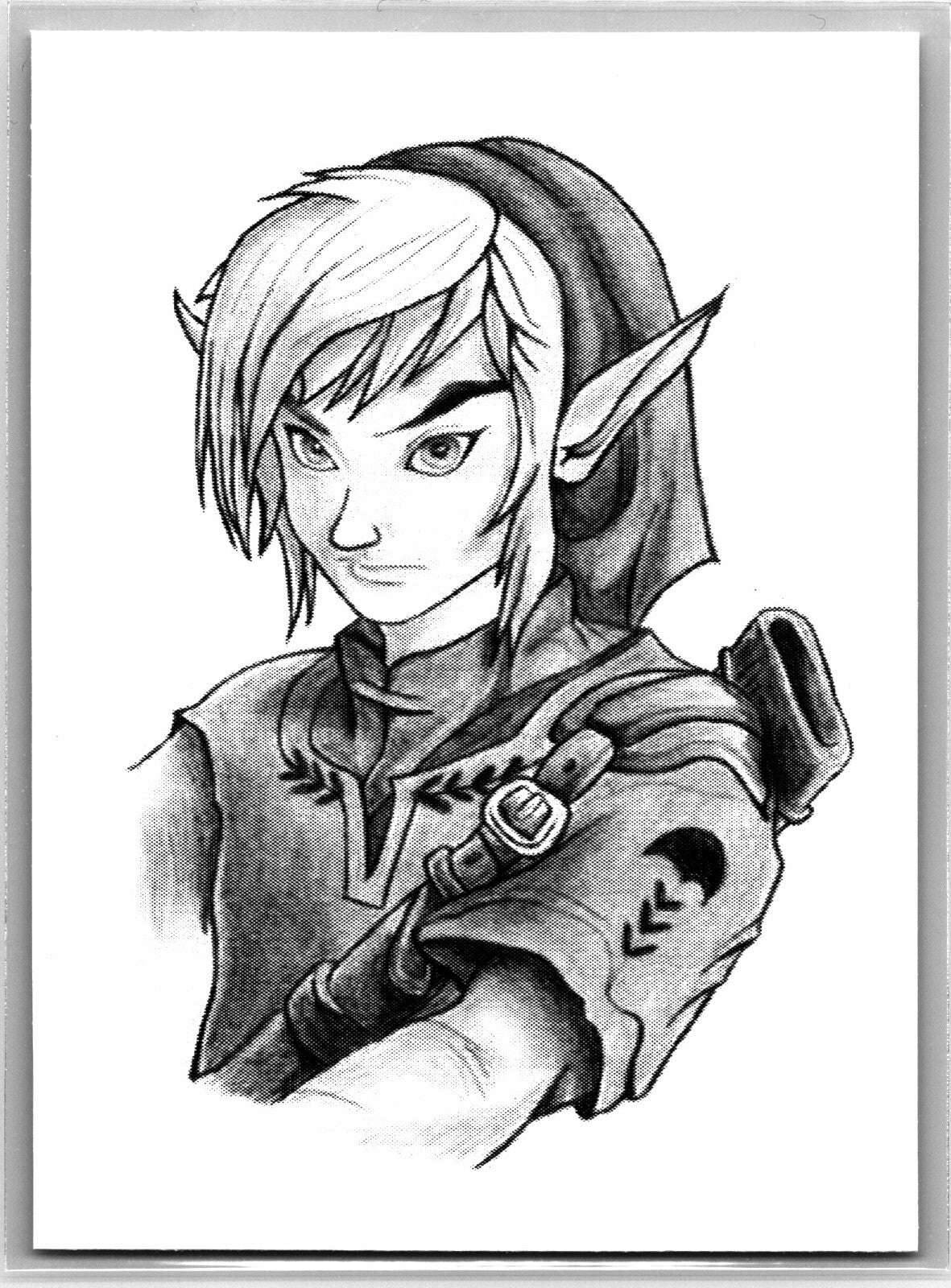 Link Zelda Pencil Sketch Card - Scott Sketches Trading Card Print Fan Art