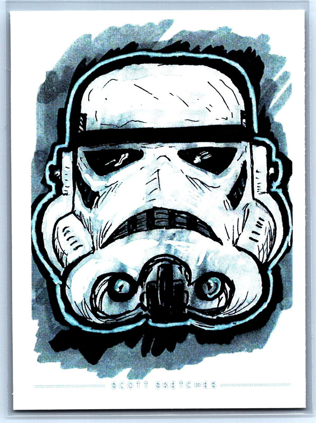 Stormtrooper Helmet Sketch Card - Scott Sketches Trading Card Print Fan Art