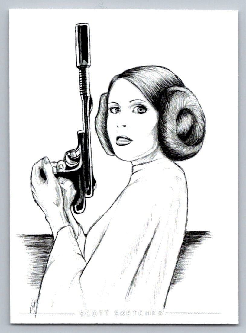 Princess Leia Sketch Card - Scott Sketches Trading Card Print Fan Art