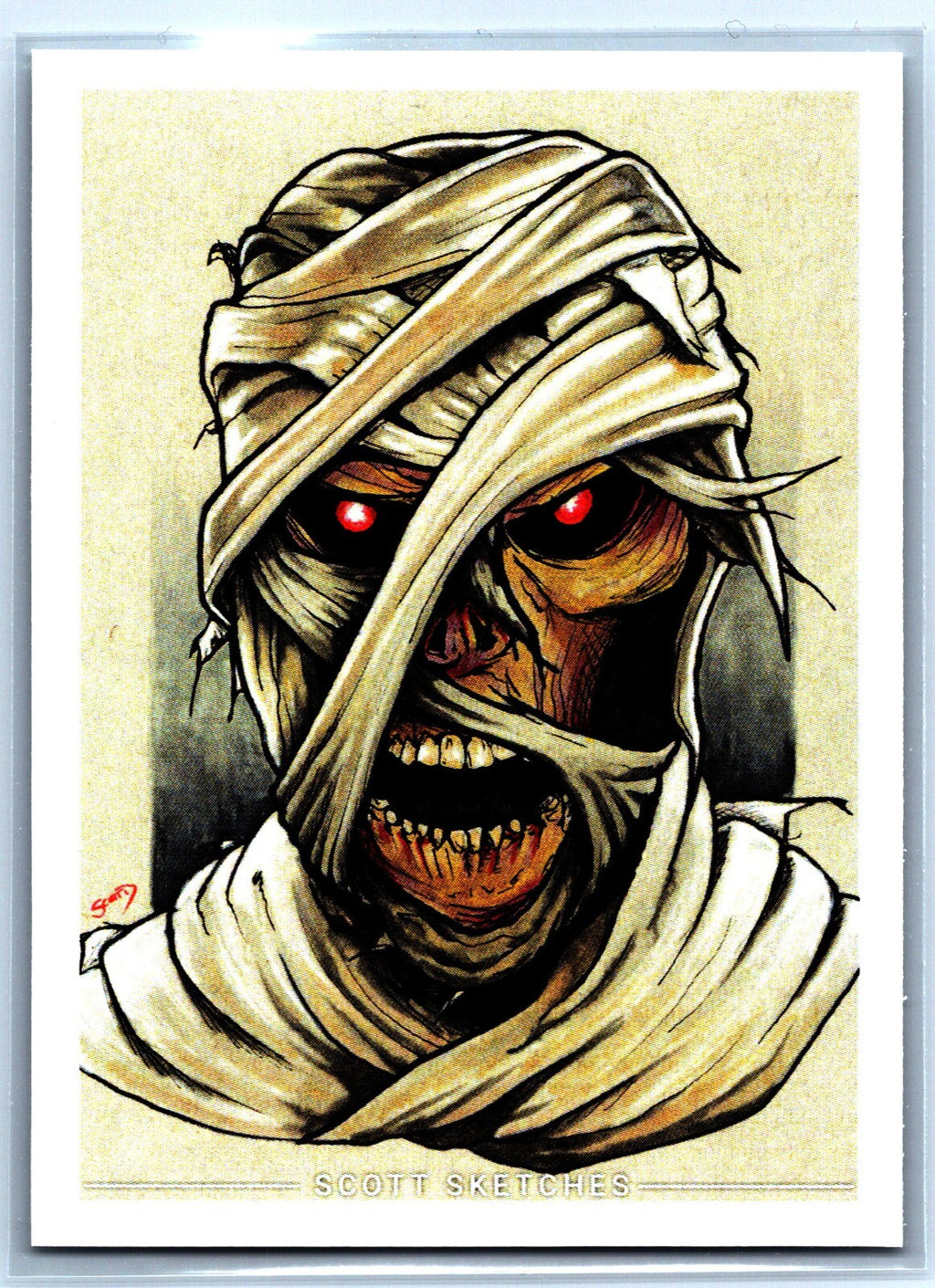 Mummy Sketch Card - Scott Sketches Trading Card Print Fan Art