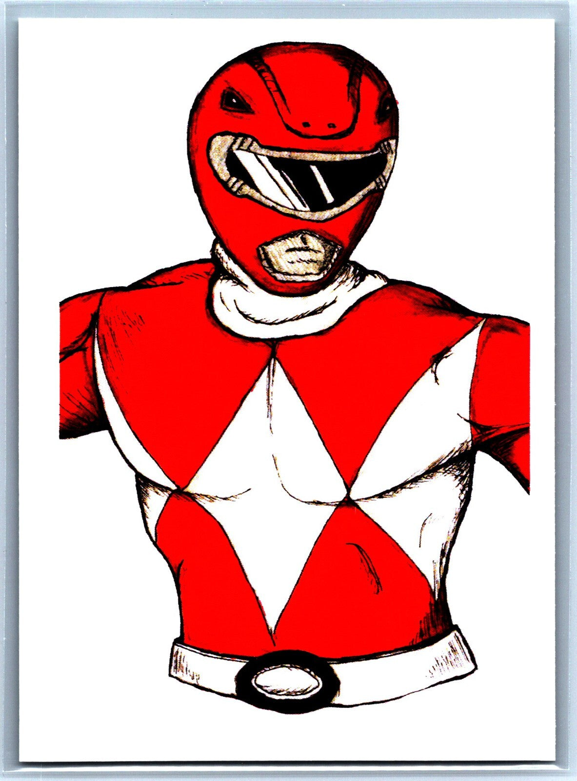 Red Power Ranger Sketch Card - Scott Sketches Fan Art Trading Card