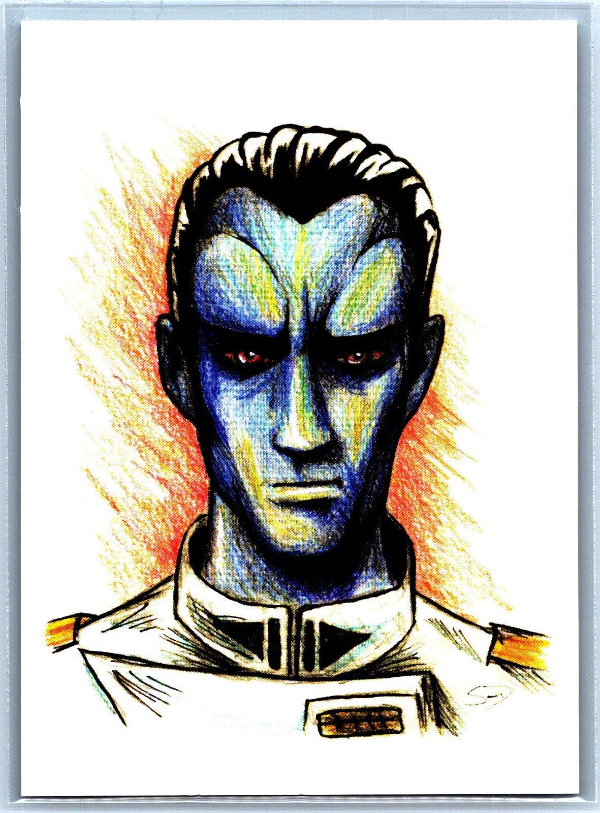 Admiral Thrawn Pencil Sketch Card - Scott Sketches Trading Card Print Fan Art