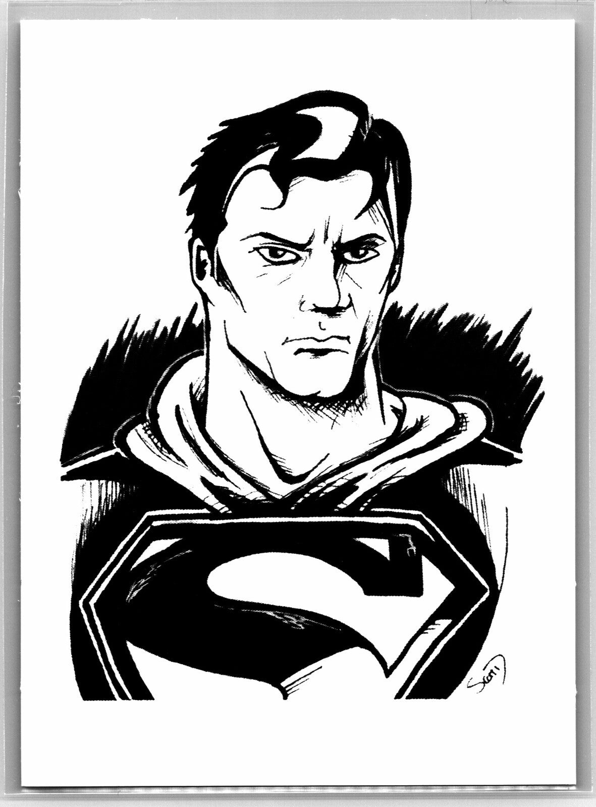 Superman Pen Sketch Card - Scott Sketches Fan Art Trading Card