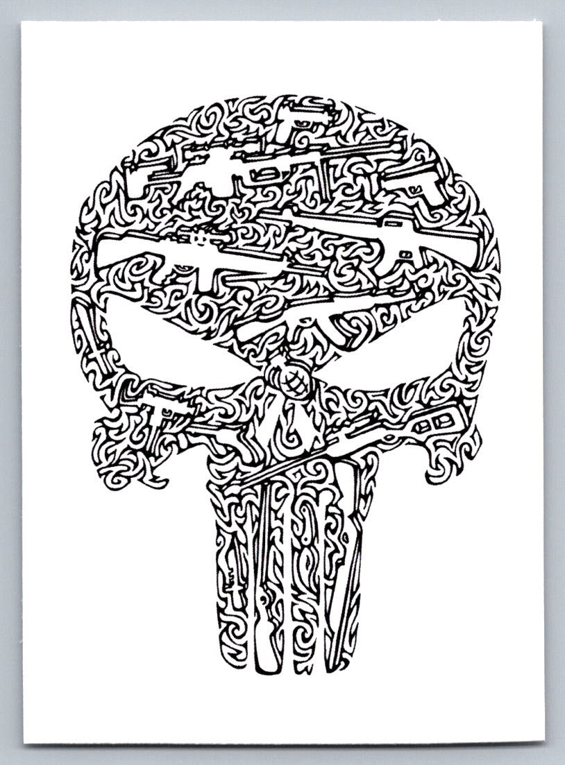 The Punisher Logo Sketch Card Scott Sketches Trading Card Print Fan Art