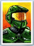 Master Chief Halo Sketch Card - Scott Sketches Trading Card Print Fan Art