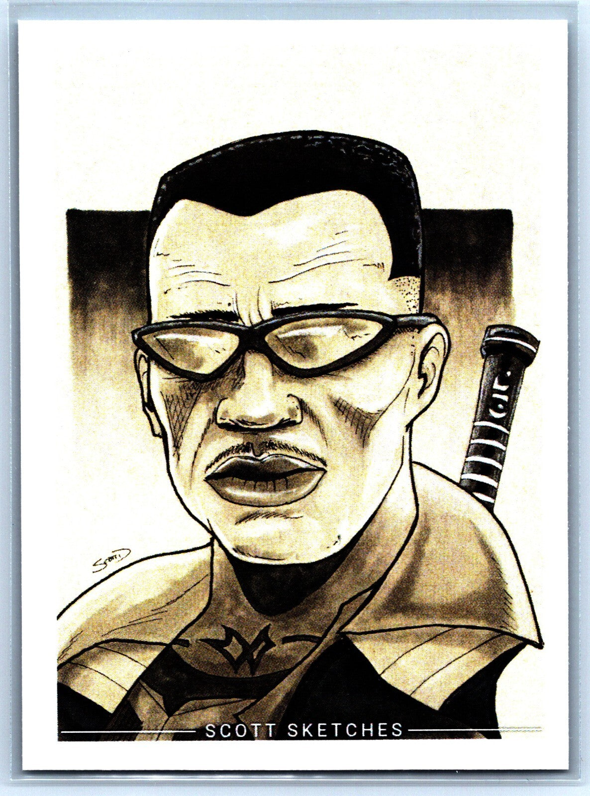 Blade (Wesley Snipes)- Scott Sketches Trading Card Print Fan Art