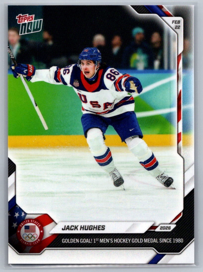 2026 Topps Now - Jack Hughes #18 - USA Hockey - Olympic Gold Game Winning Goal