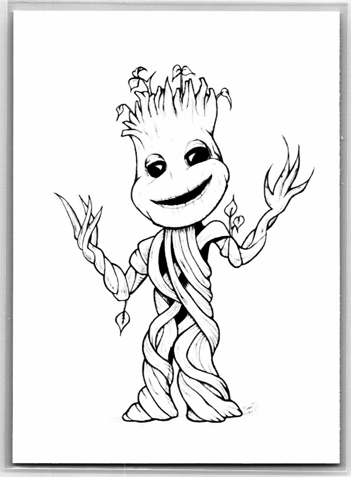Baby Groot Sketch Card Scott Sketches Trading Card Print Fan Art
