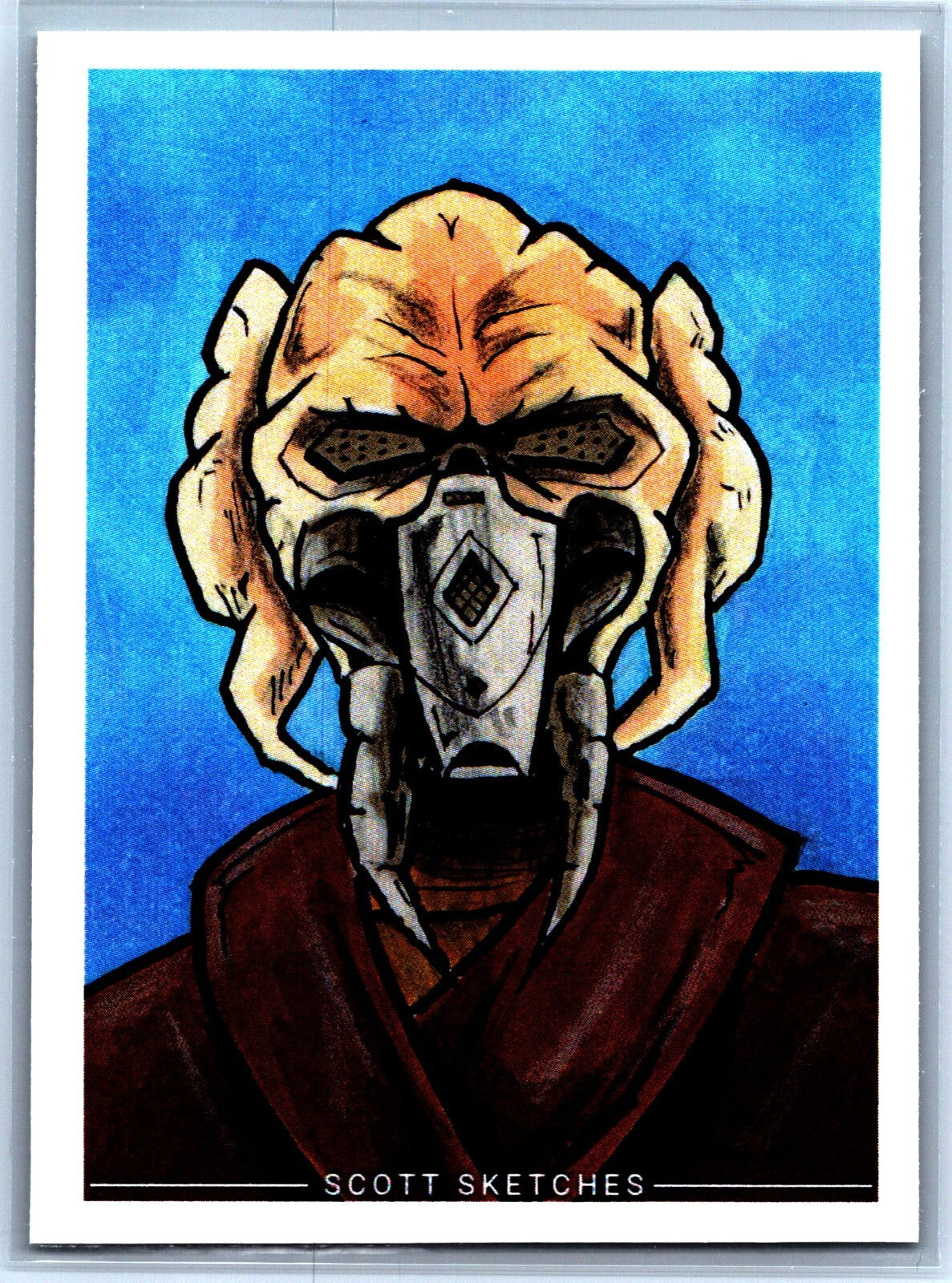 Plo Koon Sketch Card - Scott Sketches Trading Card Print Fan Art