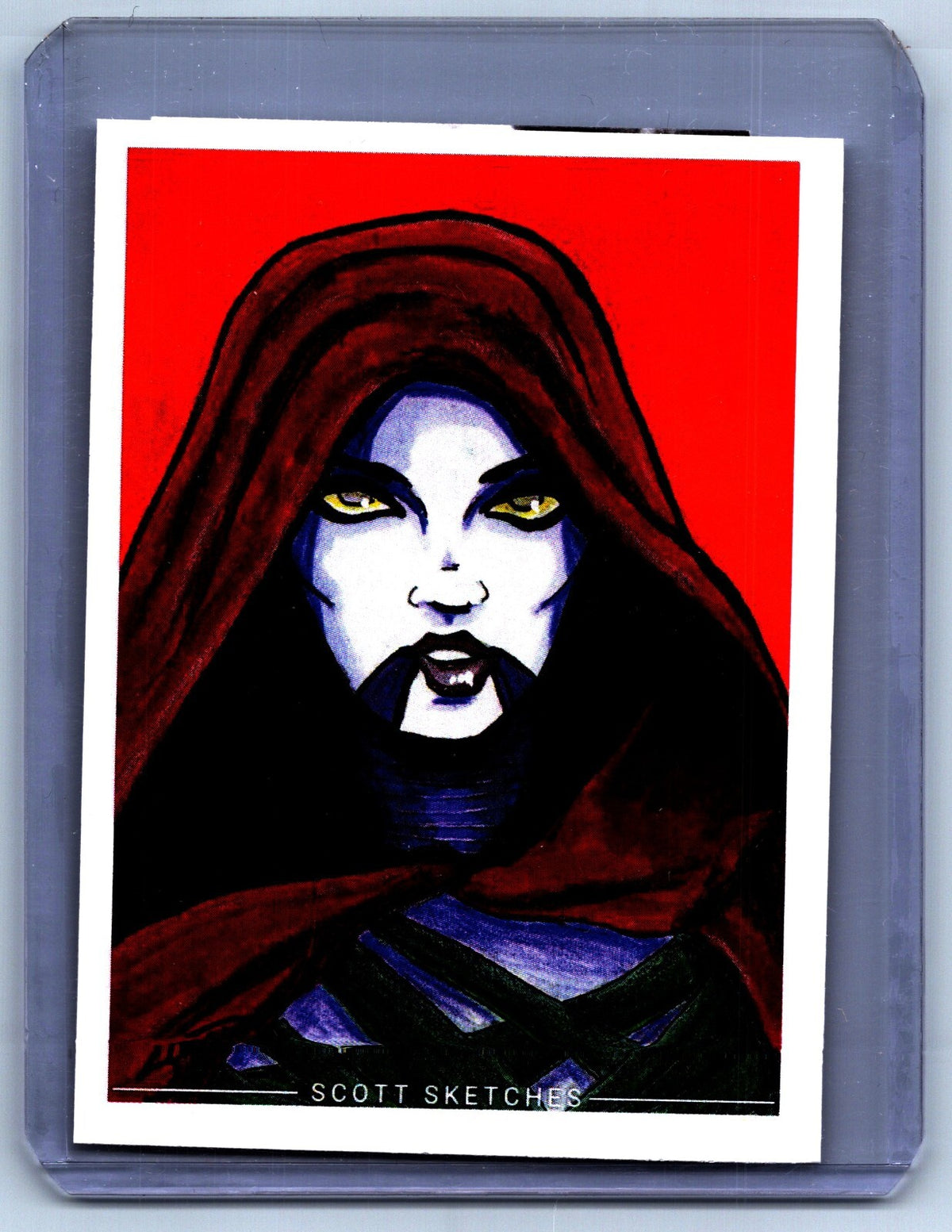 Asajj Ventress w/ Hood Sketch Card - Scott Sketches Trading Card Print Fan Art