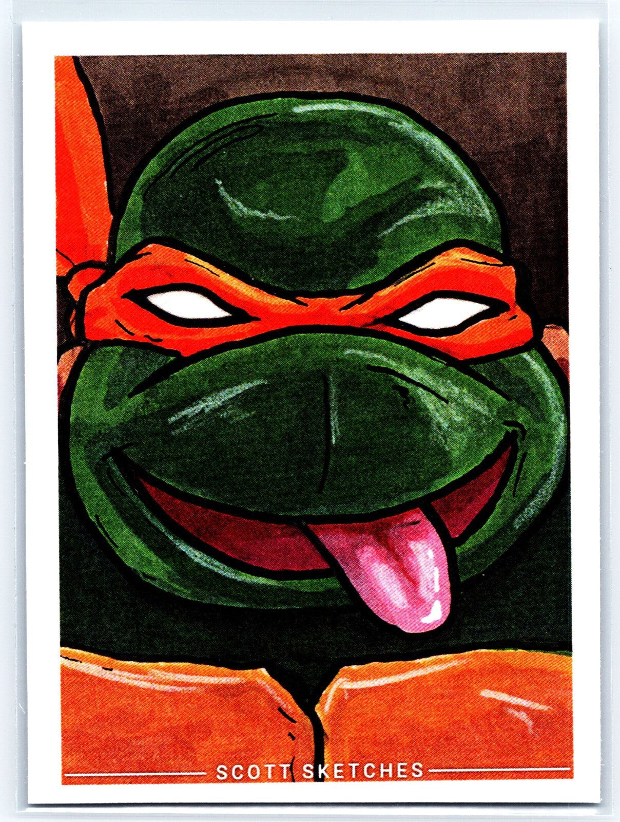 Michelangelo TMNT Sketch Card - Scott Sketches Trading Card Print Fan Art
