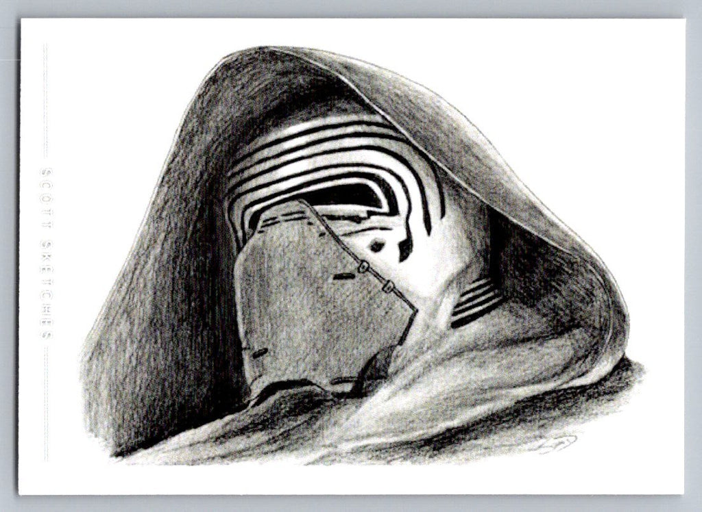 Kylo Ren Pencil Sketch Card - Scott Sketches Trading Card Print Fan Art