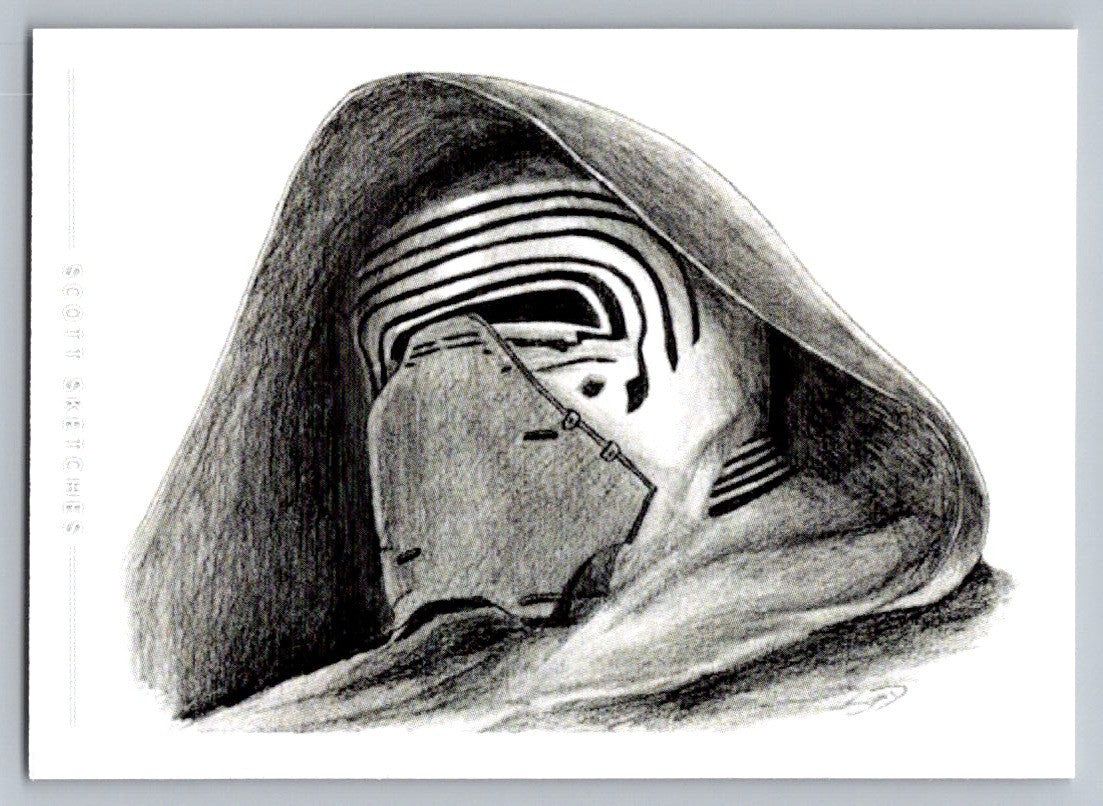Kylo Ren Pencil Sketch Card - Scott Sketches Trading Card Print Fan Art