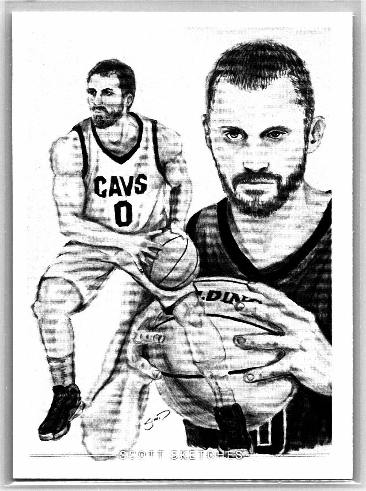 Kevin Love Pencil Sketch Card - Scott Sketches Trading Card Print Fan Art
