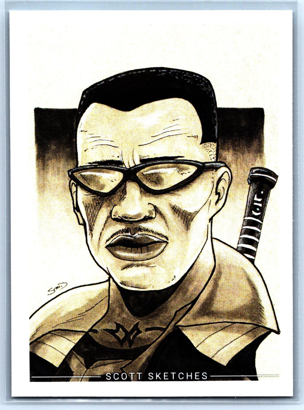 Blade (Wesley Snipes)- Scott Sketches Trading Card Print Fan Art