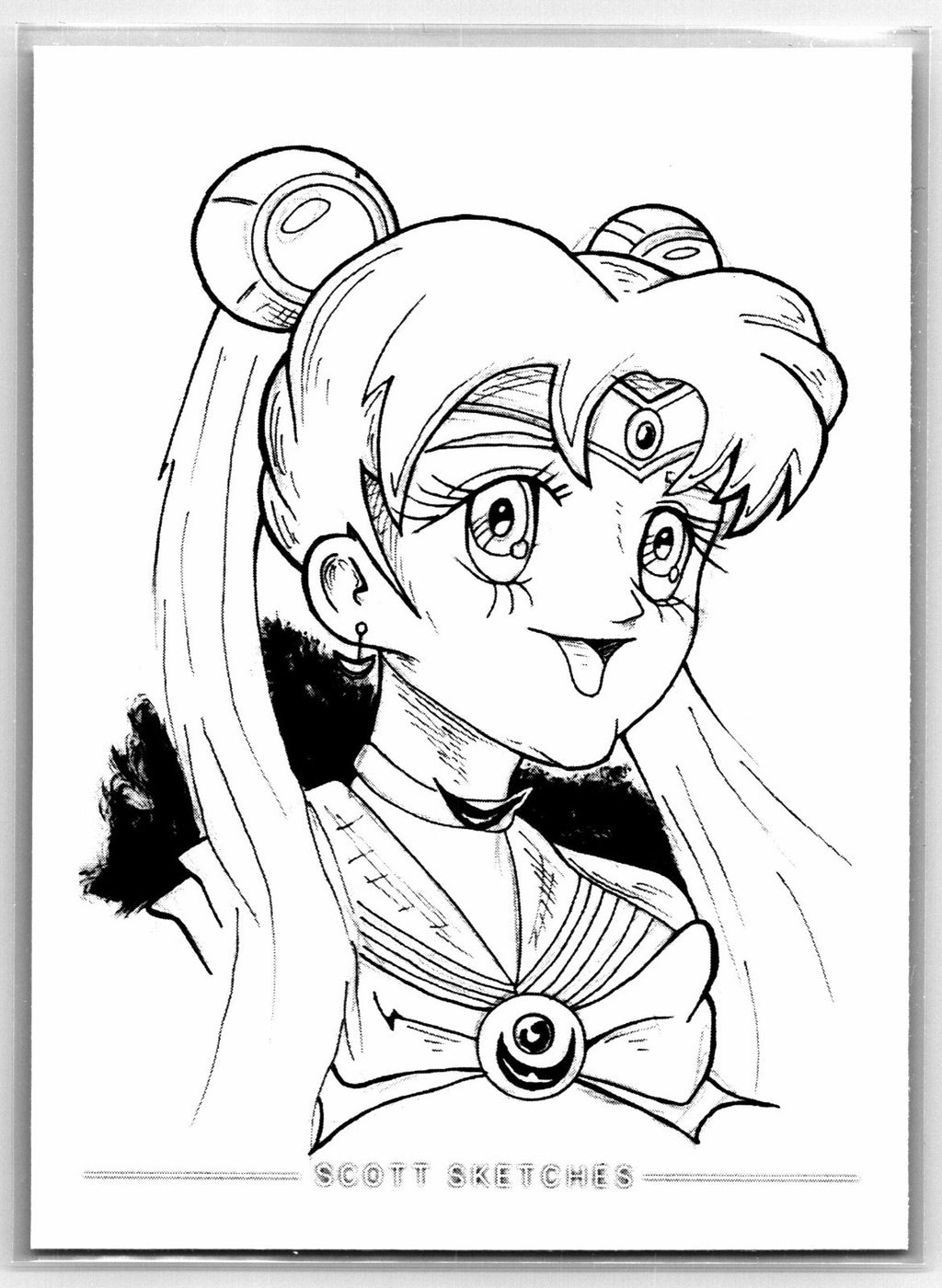 Sailor Moon Sketch Card Scott Sketches Trading Card Print Fan Art
