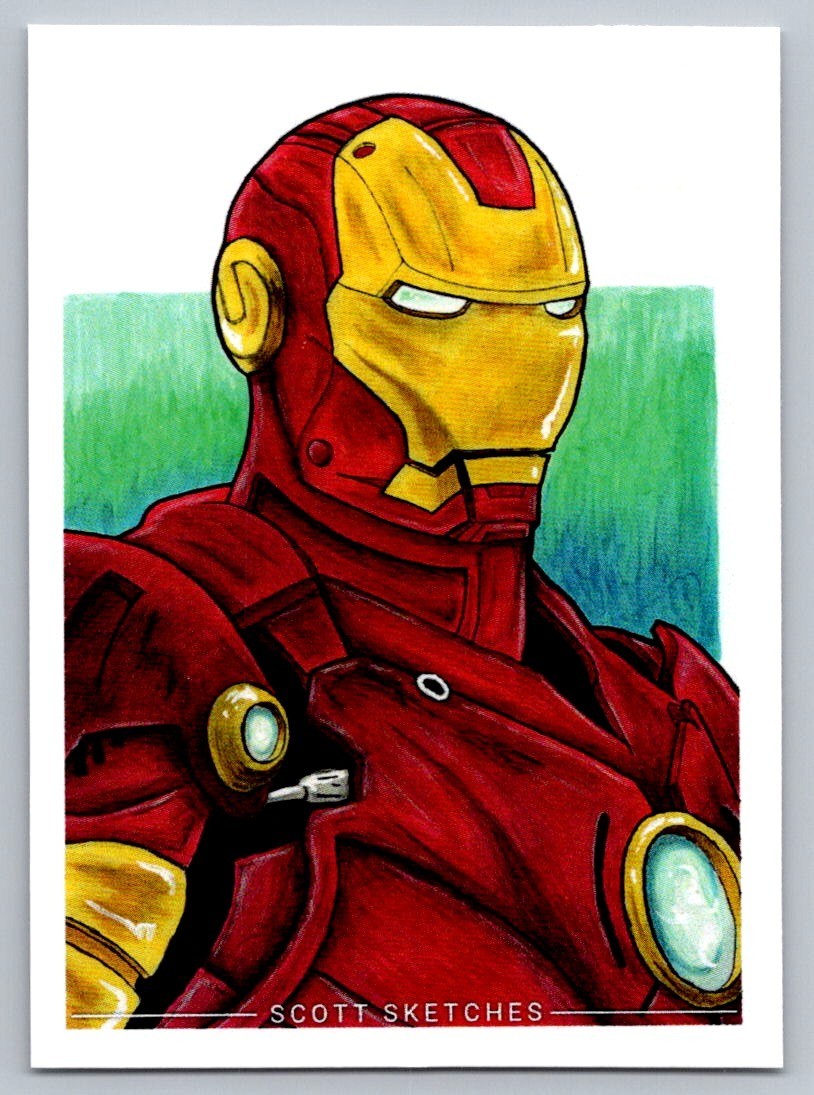 Ironman Pencil/Marker Sketch Card Scott Sketches Trading Card Print Fan Art
