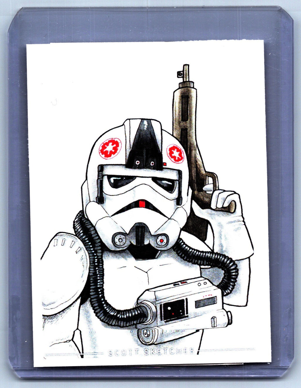 ATAT Pilot Storm Trooper Sketch Card - Scott Sketches Trading Card Print Fan Art