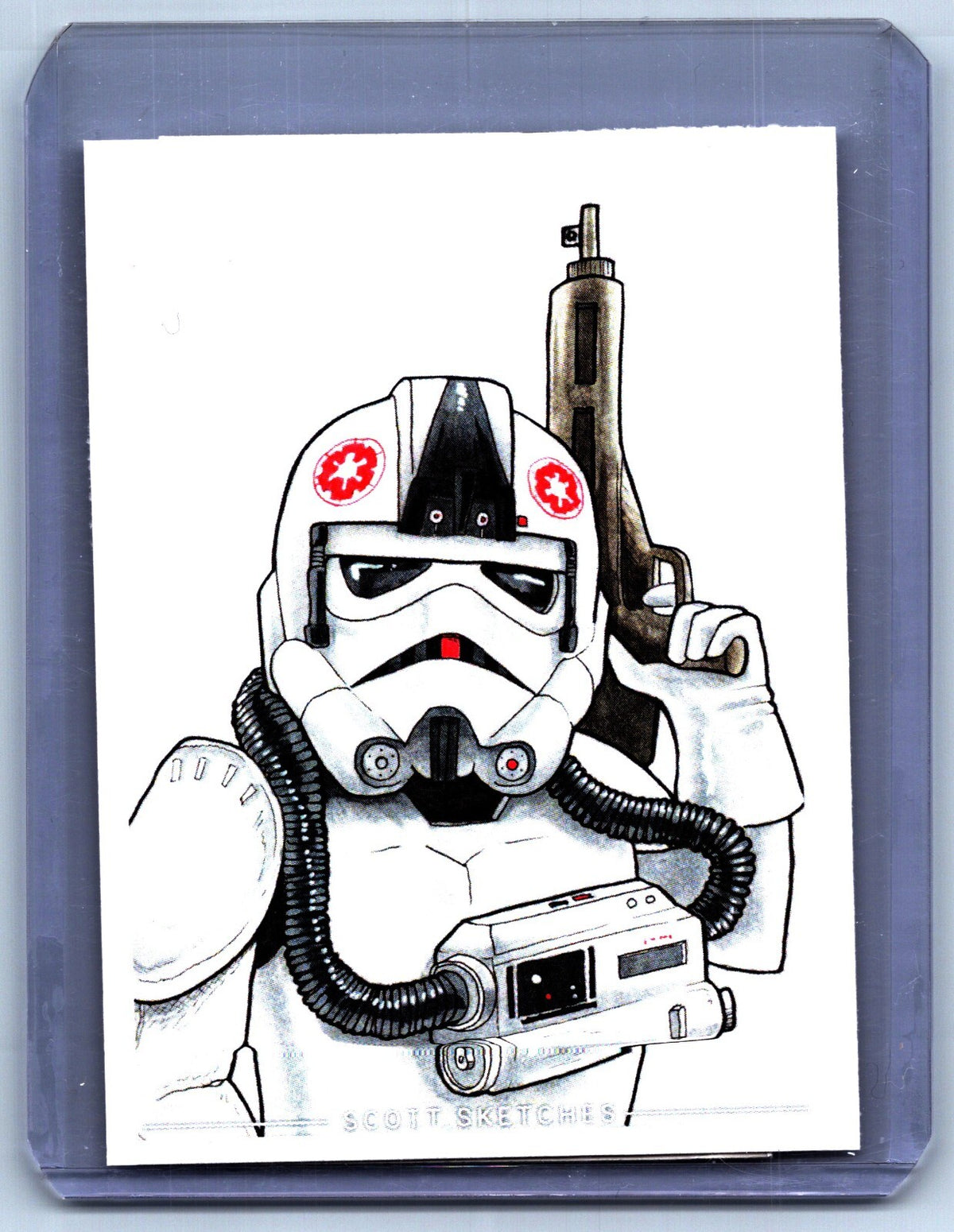 ATAT Pilot Storm Trooper Sketch Card - Scott Sketches Trading Card Print Fan Art