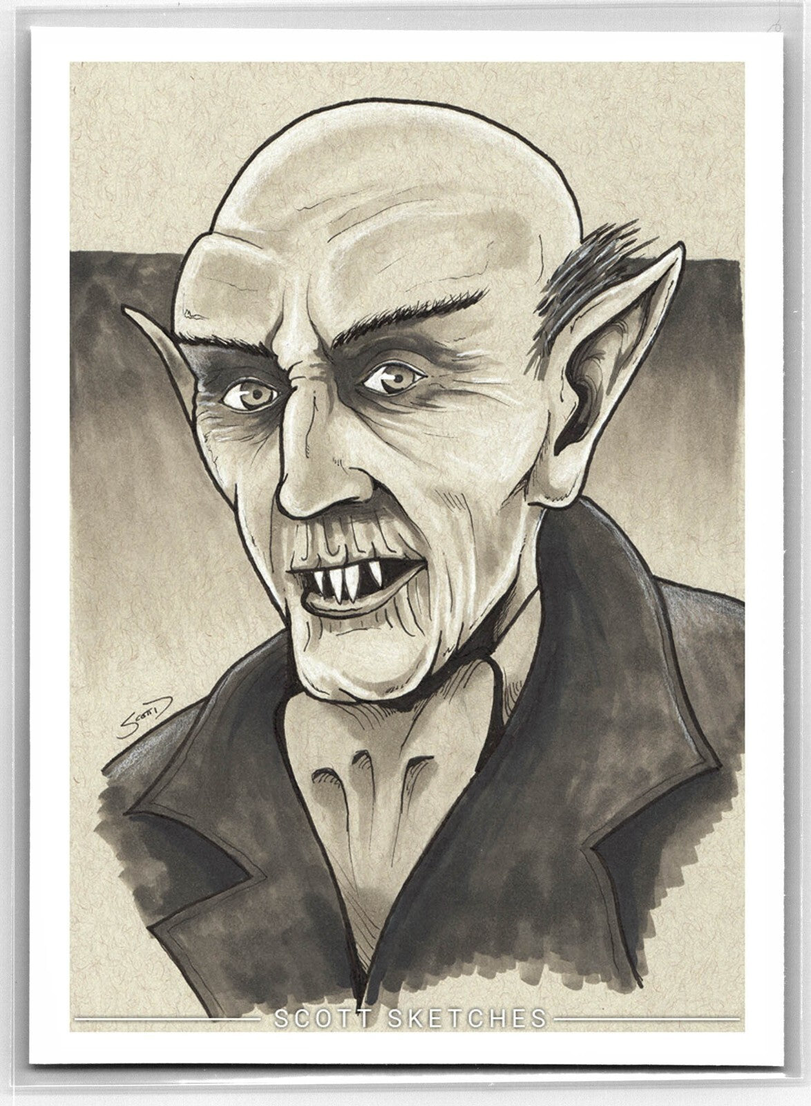 Count Orlok Sketch Card - Scott Sketches Trading Card Print Fan Art