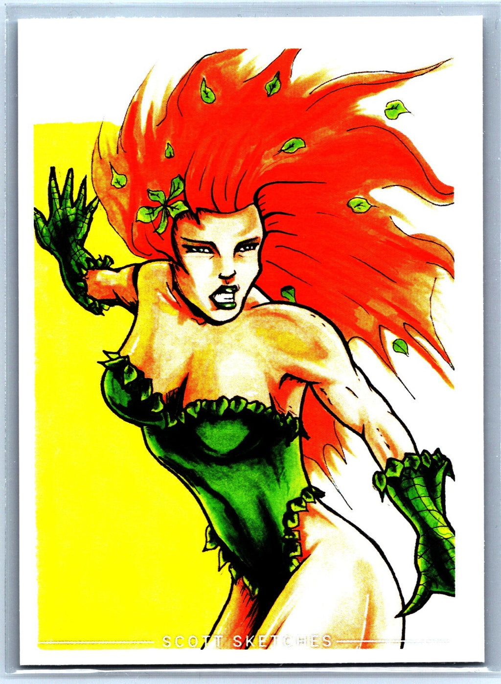 Poison Ivy Sketch Card - Scott Sketches Trading Card Print Fan Art