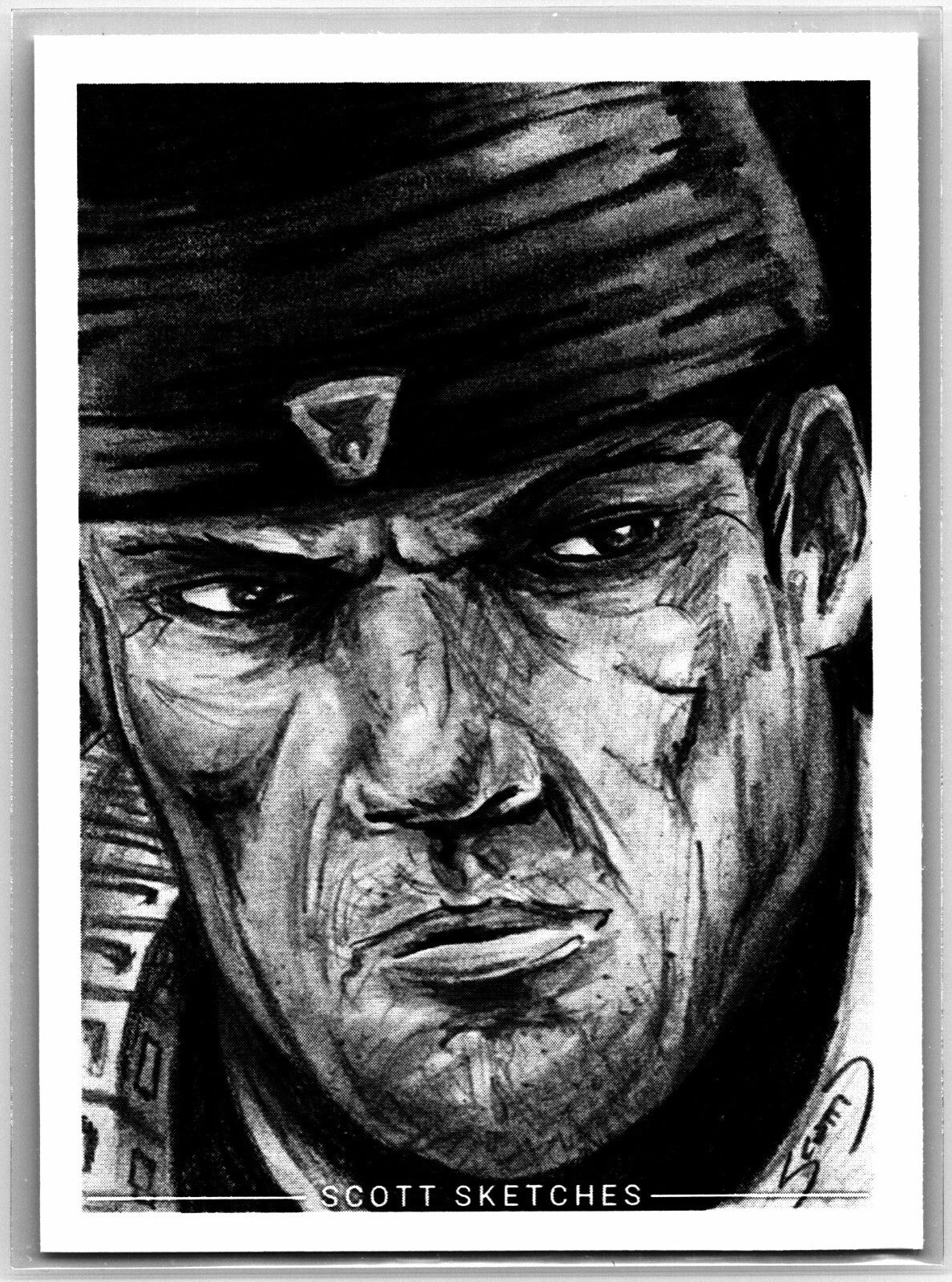 Marcus Fenix Gears of War Sketch Card Scott Sketches Trading Card Print Fan Art