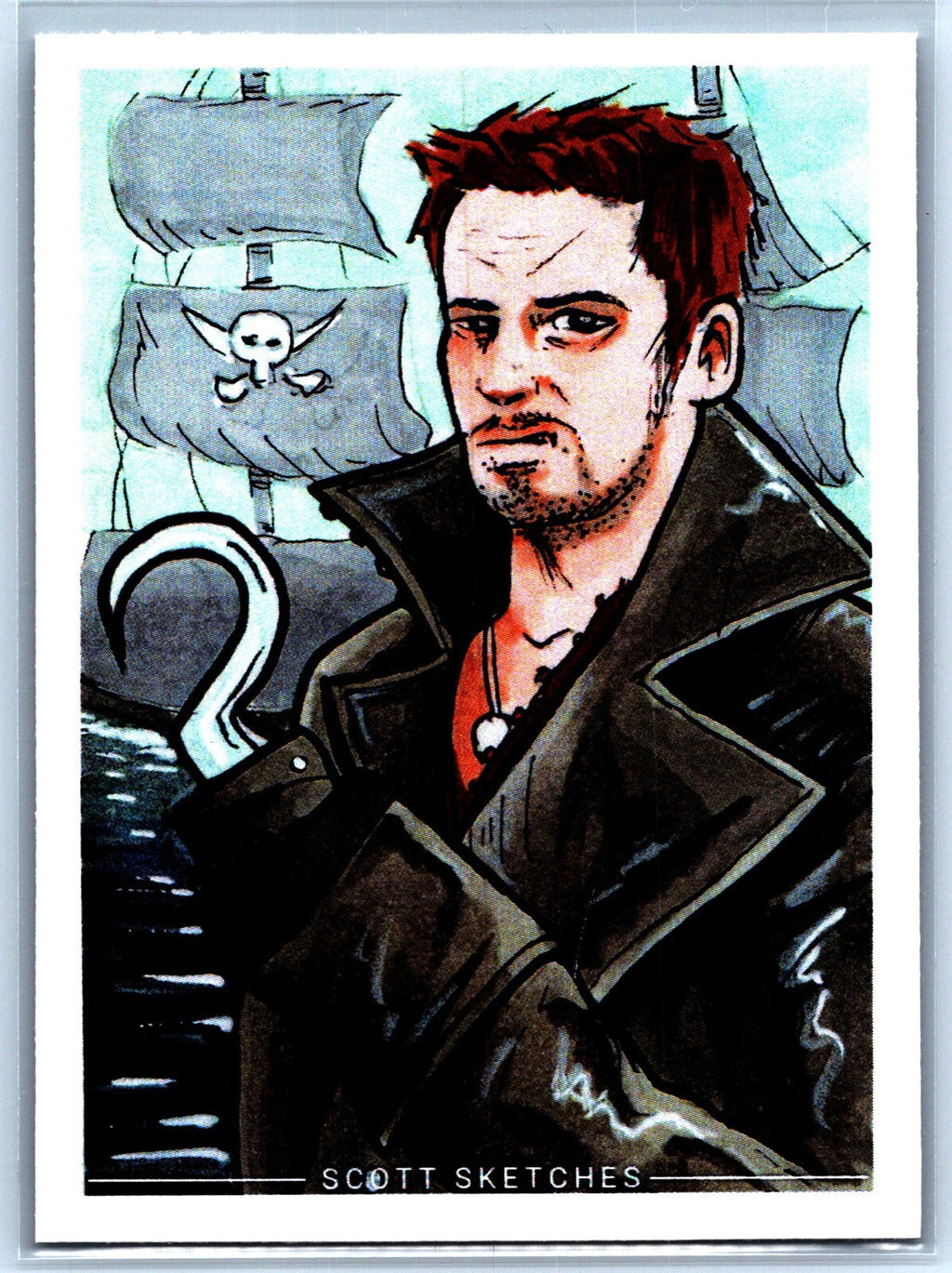 Captain Hook Sketch Card Scott Sketches Trading Card Print Fan Art