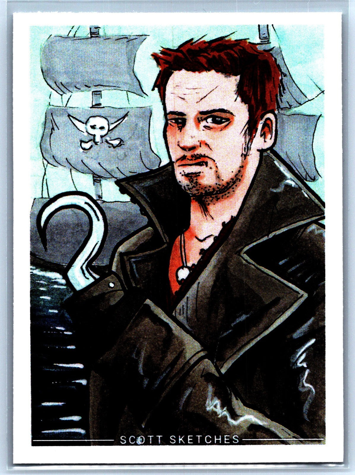 Captain Hook Sketch Card Scott Sketches Trading Card Print Fan Art