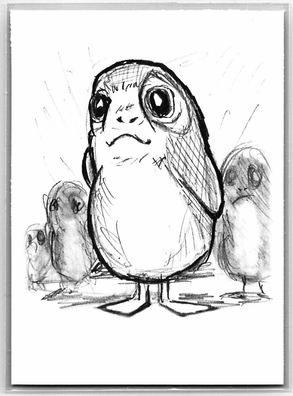 Porg Sketch Card - Scott Sketches Trading Card Print Fan Art