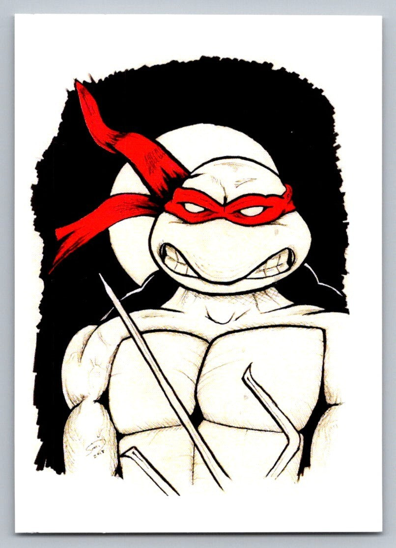 Raphael TMNT Ink Sketch Card - Scott Sketches Trading Card Print Fan Art