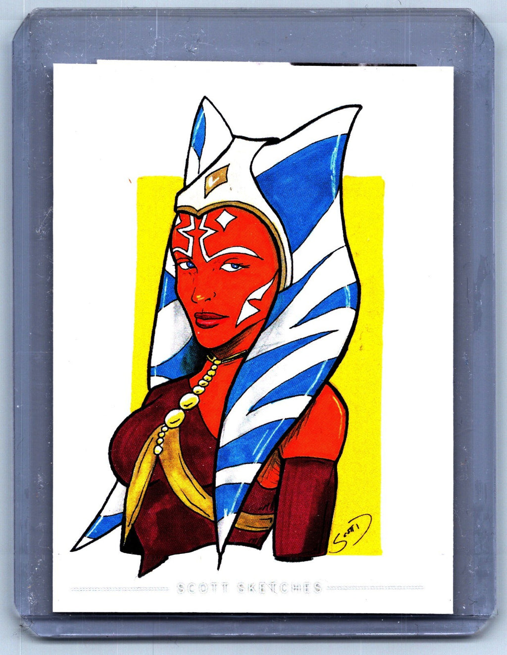 Ahsoka Tano Sketch Card - Scott Sketches Trading Card Print Fan Art