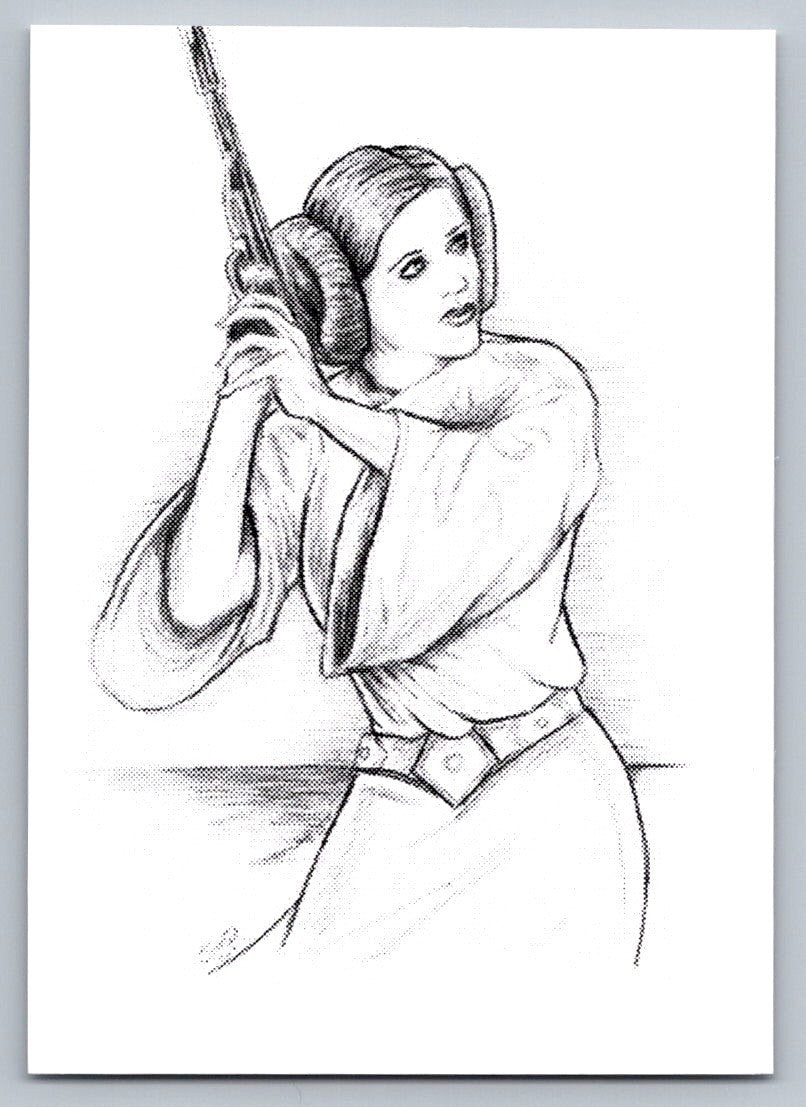 Princess Leia Sketch Card V2 - Scott Sketches Trading Card Print Fan Art