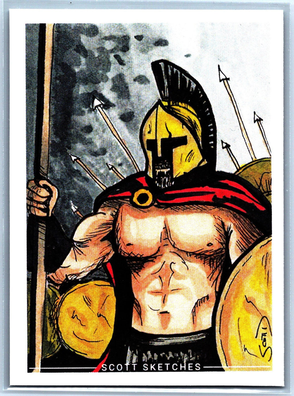 300 Spartans Sketch Card - Scott Sketches Trading Card Print Fan Art