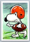 Snoopy Football Sketch Card - Scott Sketches Fan Art Trading Card