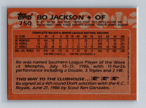 1988 Topps #750 Bo Jackson