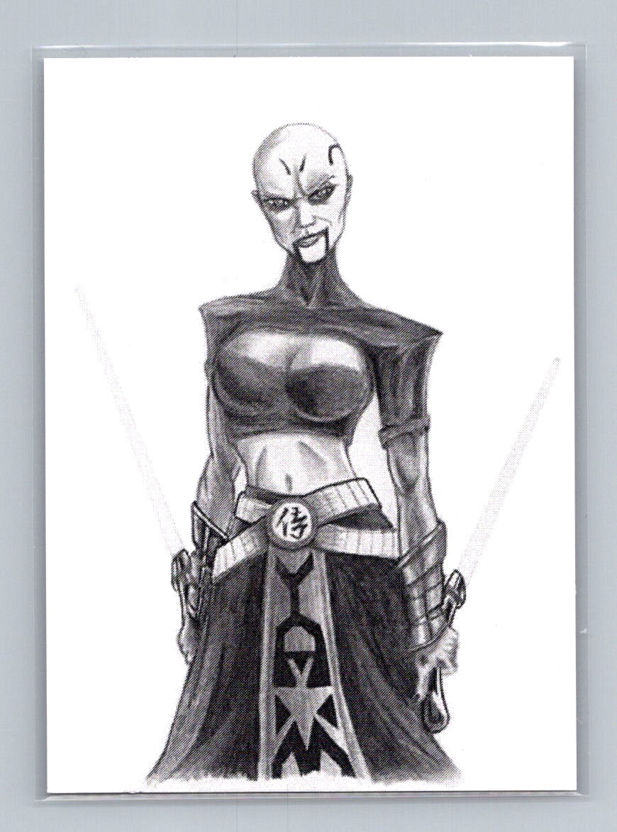 Asajj Ventress - Pencil - Scott Sketches Trading Card Print Fan Art