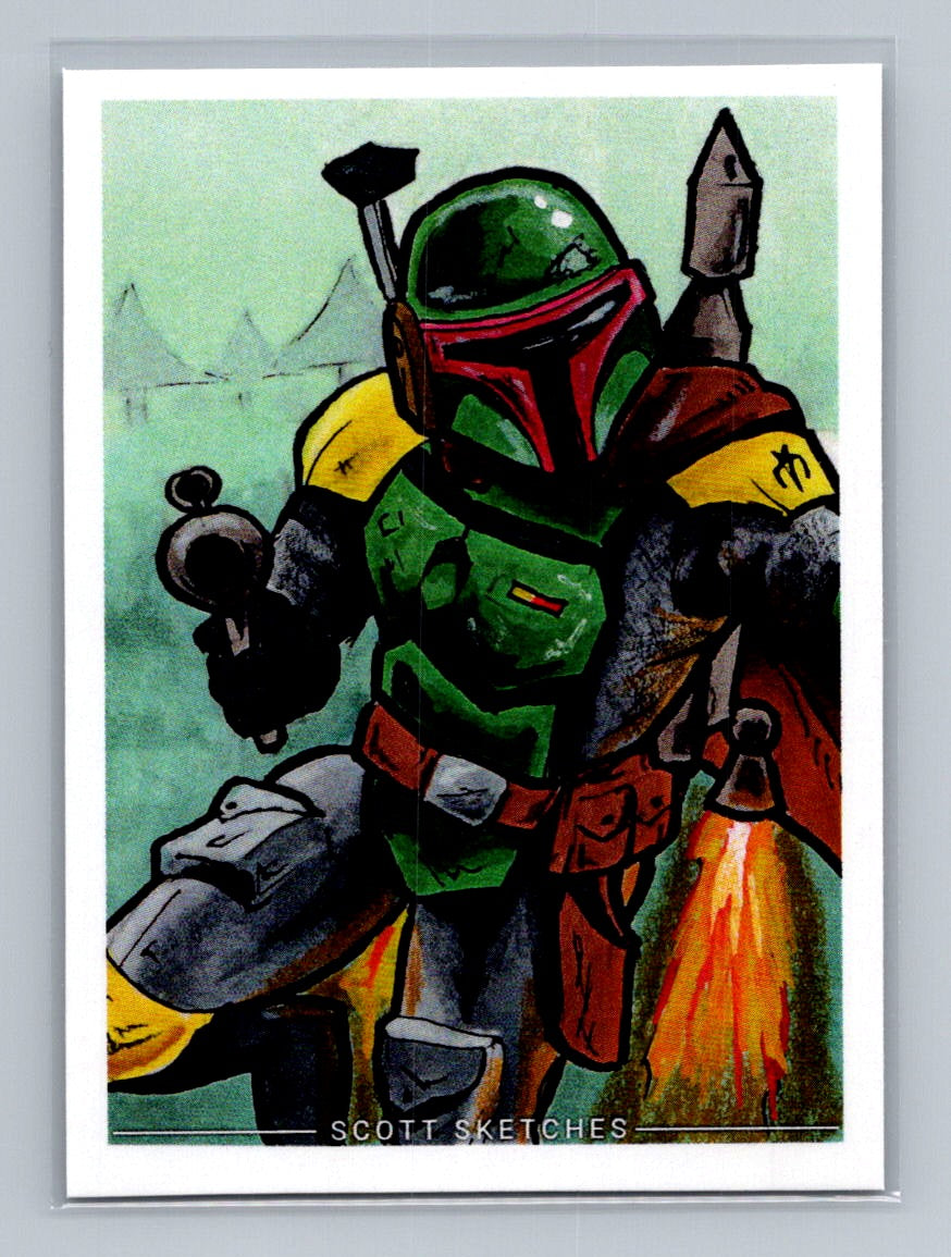 Boba Fett - Jetpack - Scott Sketches Trading Card Print Fan Art
