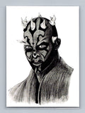 Darth Maul - Pencil - Scott Sketches Trading Card Print Fan Art