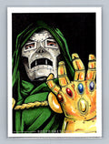 Dr Doom with Infinity Gauntlet - Scott Sketches Trading Card Print Fan Art