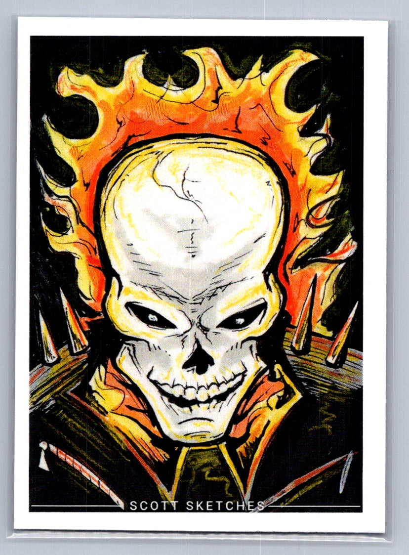 Ghost Rider - Marker - Scott Sketches Trading Card Print Fan Art