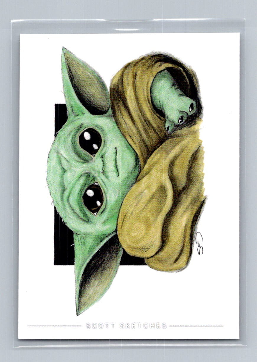 Grogu - Scott Sketches Trading Card Print Fan Art