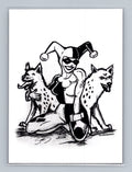Harley Quinn - Hyenas - Scott Sketches Trading Card Print Fan Art