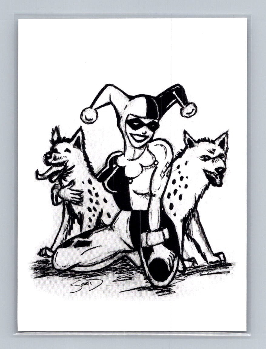 Harley Quinn - Hyenas - Scott Sketches Trading Card Print Fan Art