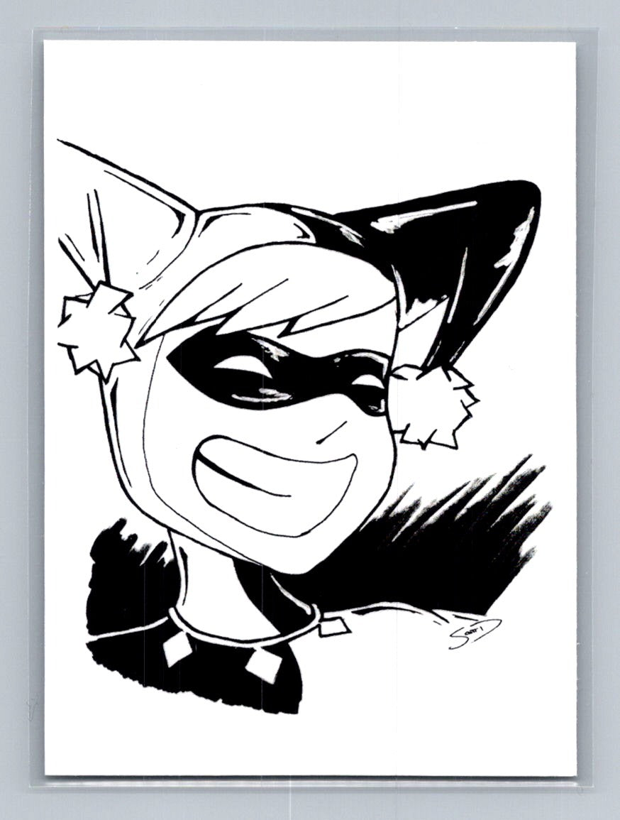 Harley Quinn - Ink - Scott Sketches Trading Card Print Fan Art