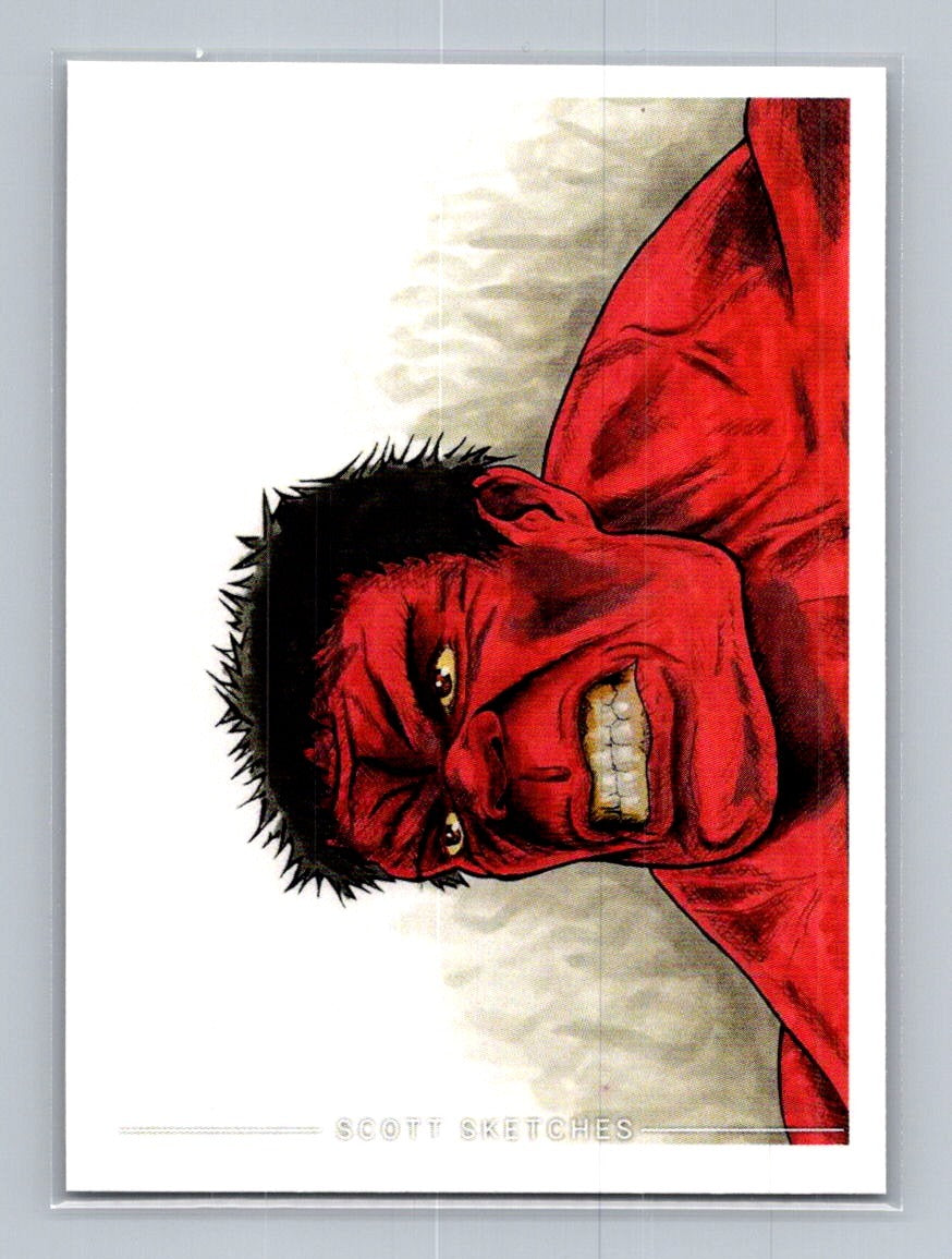 Hulk, Red - Scott Sketches Trading Card Print Fan Art